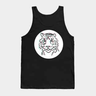 Minimal Animals Tiger Face Glitch Tank Top